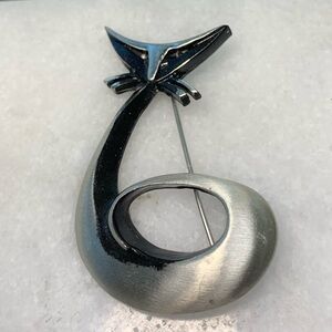 Vintage CICO Silver Cat Brooch | Modernist Sculptural Design